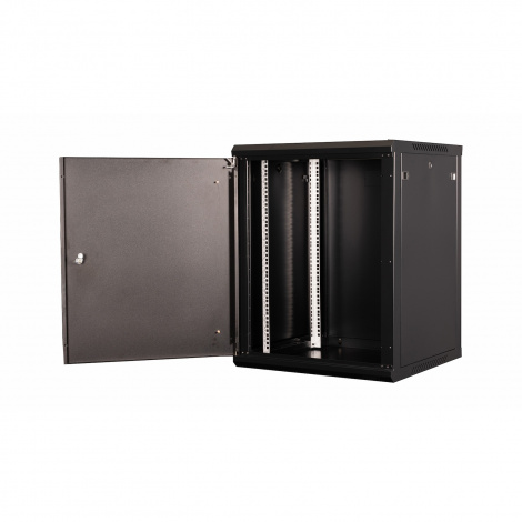 Шкаф 19" телекоммуникационный настенный, 15U 769x600х600 мм, дверь металл,черный